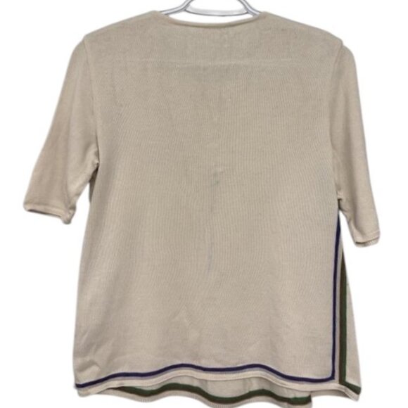 Salvatore Ferragamo cream short sleeve quarter placket top size M - Picture 2 of 3